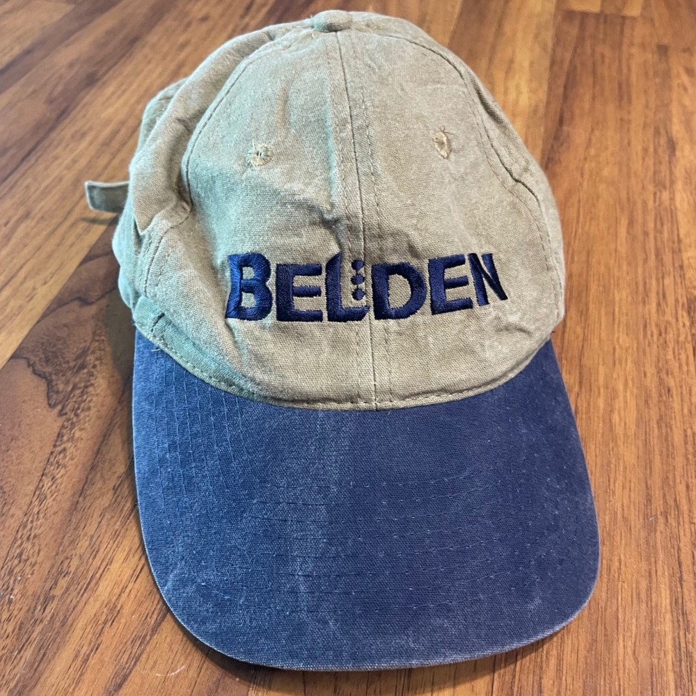 Zkapz Belden Hat Mens OSFA Tan Navy Blue Canvas Embroidered Dad Cap Adjustable